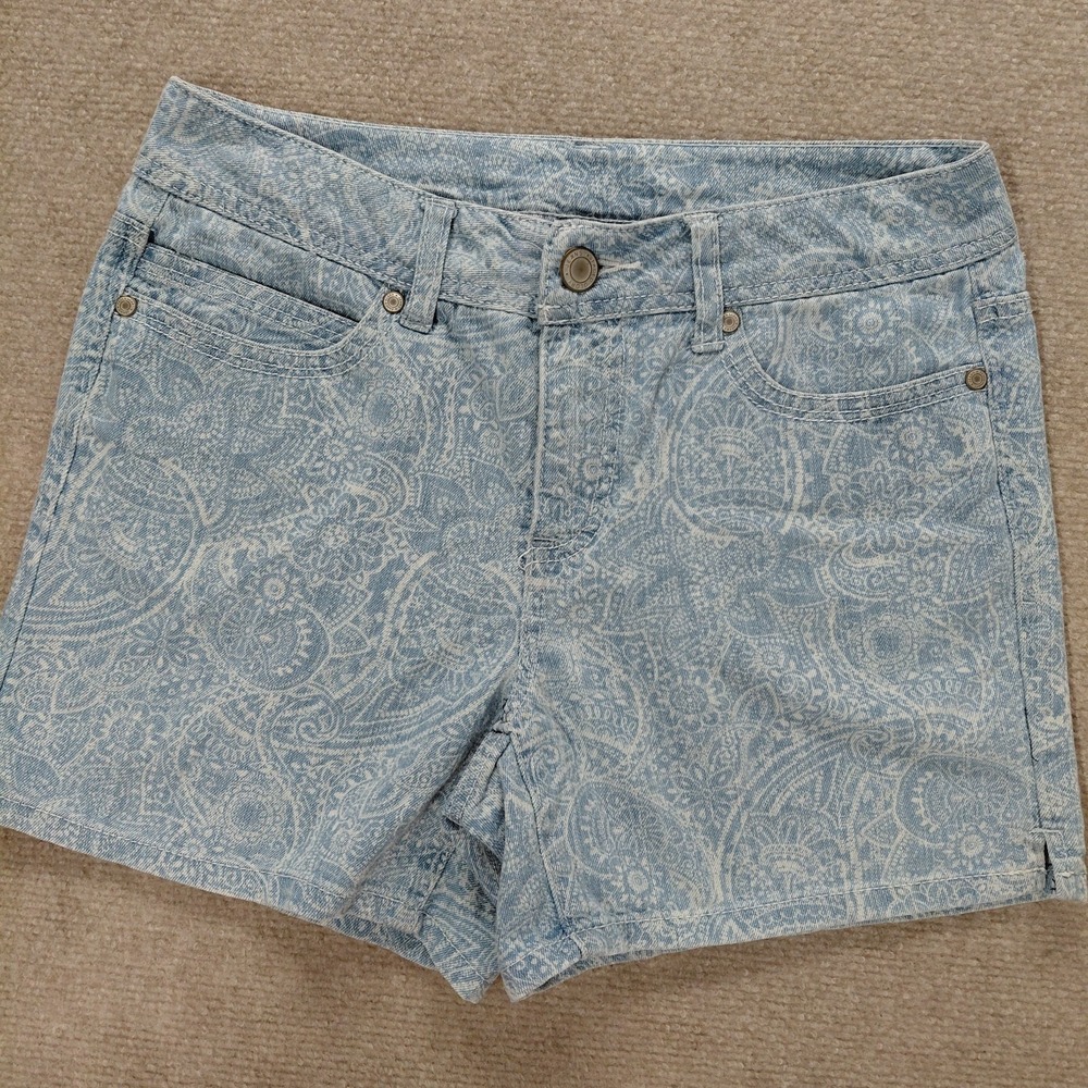 Women's Faded Glory Size 6 Paisley‎ All Over Print Denim Shorts 4.5" Inseam Boho